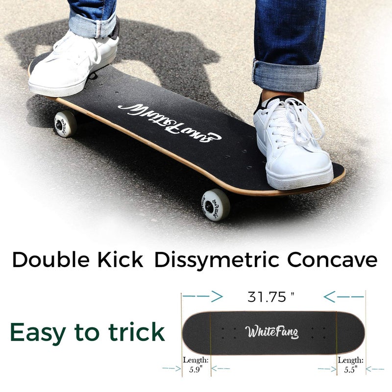 WhiteFang Skateboards for Beginners, Complete Skateboard 31 x 7.88, 7 Layer Canadian Maple Double Kick Concave Standard and Tricks Skateboards for Kids and Beginners (Great US) - Image 3